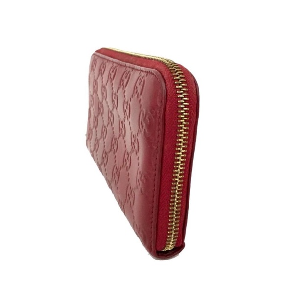 Guccissima GUCCI GG Logo Bifold Red Leather Wallet - Picture 3 of 8